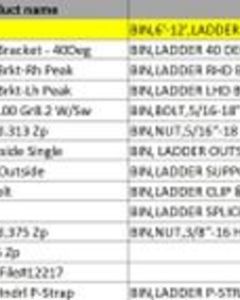 Ladder hardware kit f/bin 6'/9'/12' 1-3ring GI